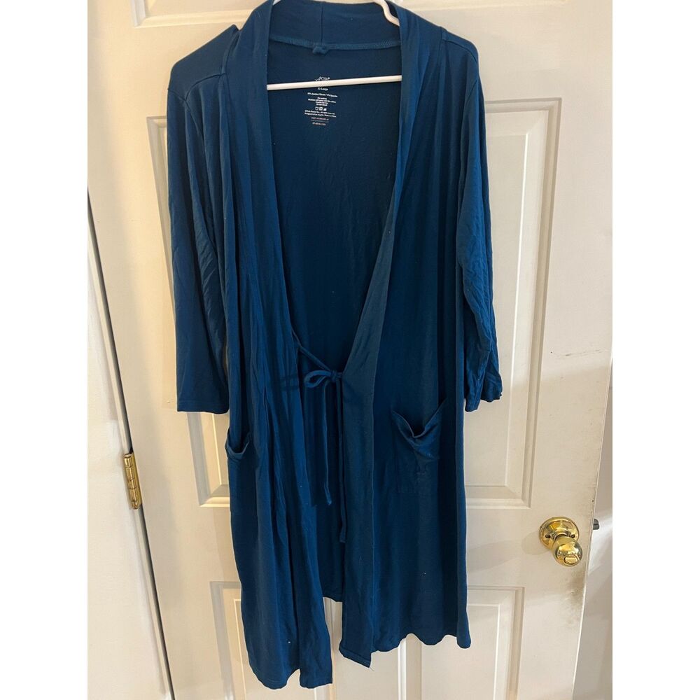 Posh Peanut Blue Bamboo Viscose Lounge Robe Postpartum Nursing Maternity XL